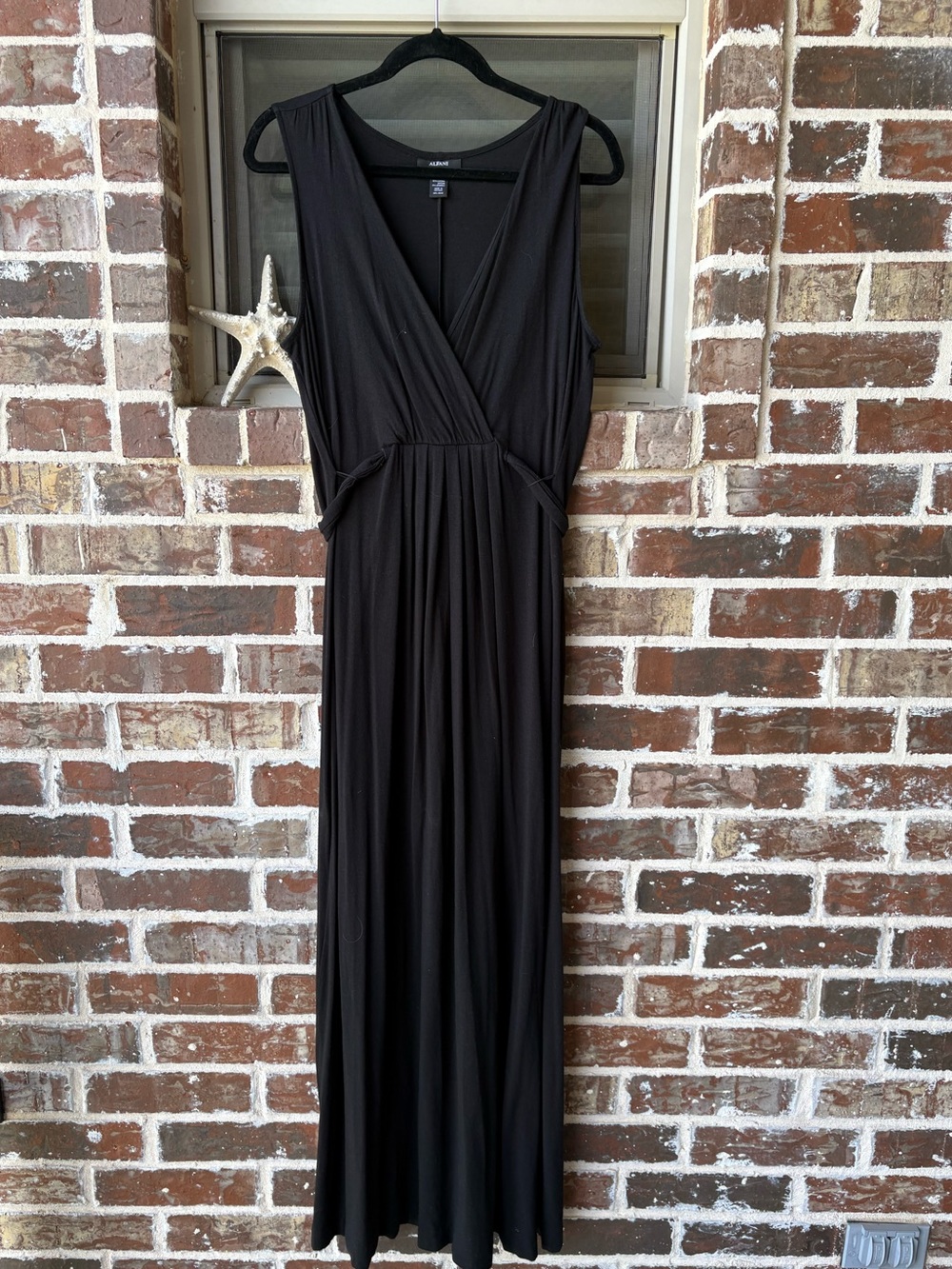 Alfani Tank Midi Black Dress Tie Waist Sleeveless Size Medium